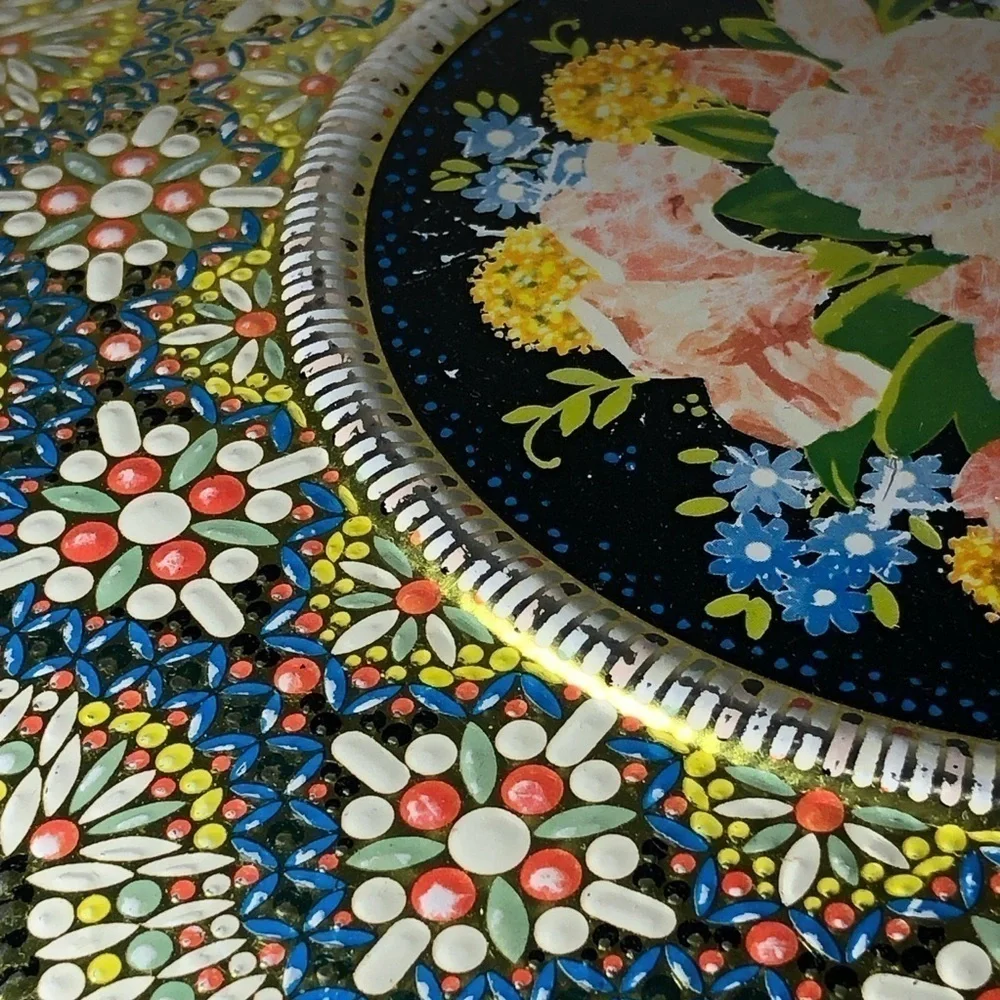 Vintage Daher 1960s Textured Mosaic Tin, Multicolor, Rare